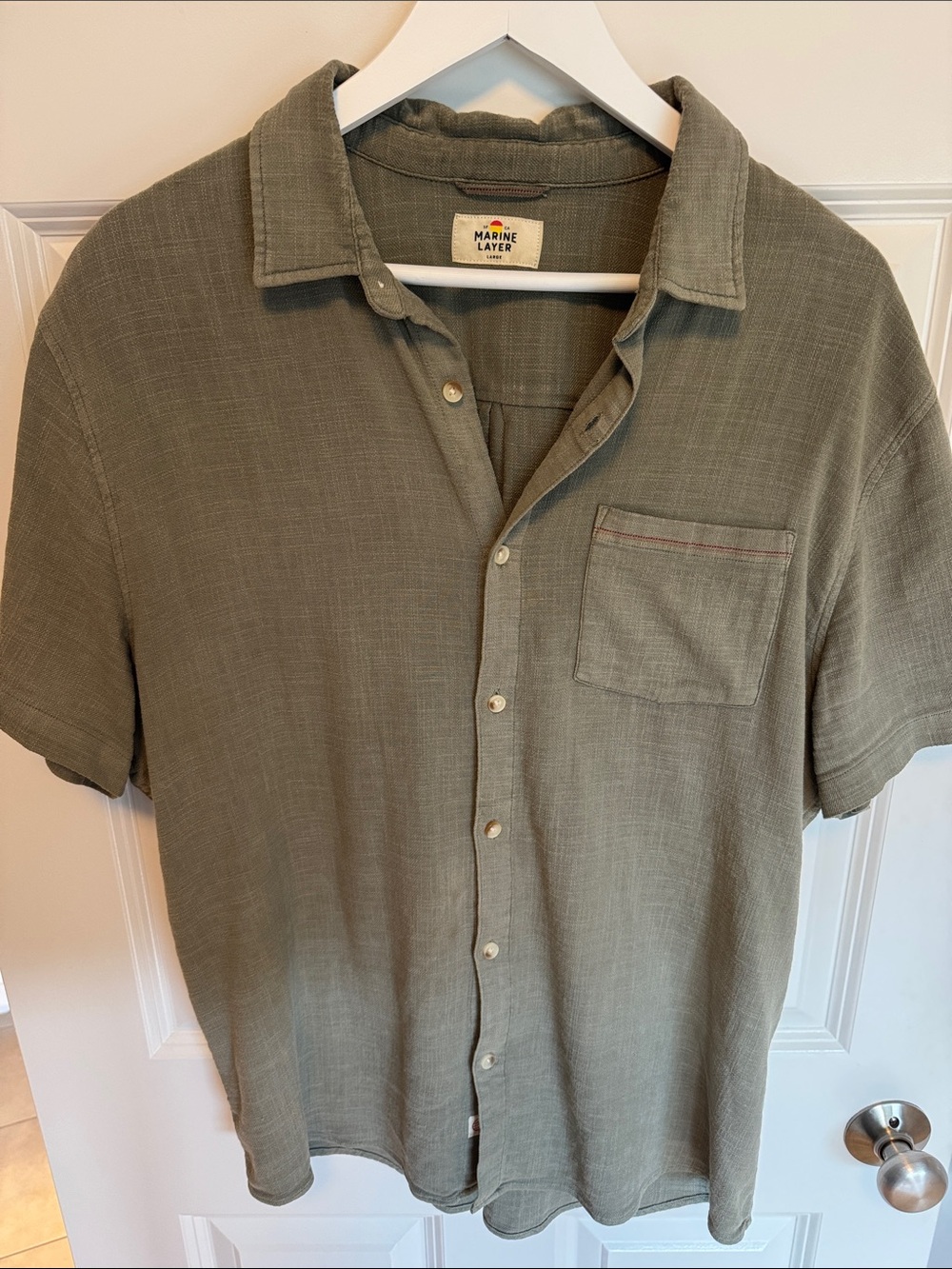 Marine Layer Olive Green Short-Sleeve Button-Down Shirt - Picture 2 of 5